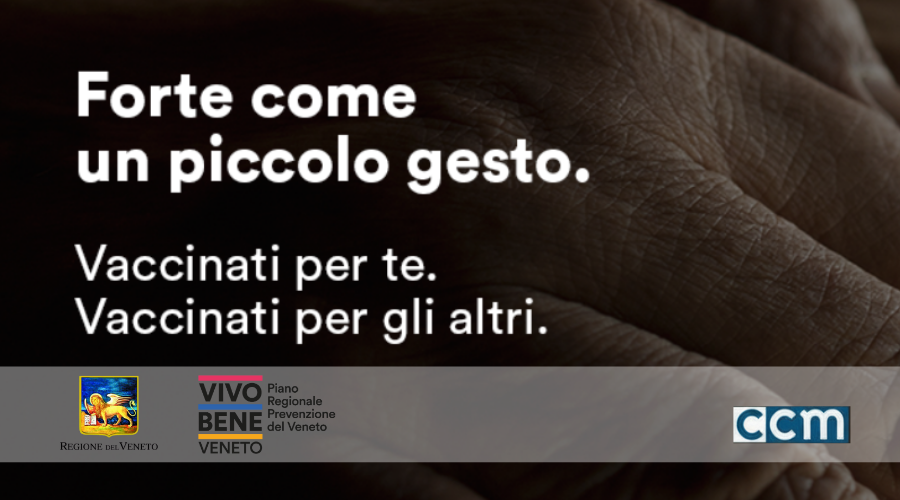 testo su immagine scura di una mano e logo regione veneto
