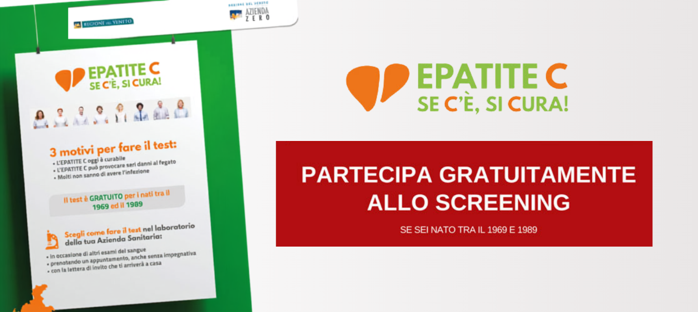 Grafica e testo con descrizione della Campagna per il test dell'epatite C: tutte le informazioni cliccando sull'immagine